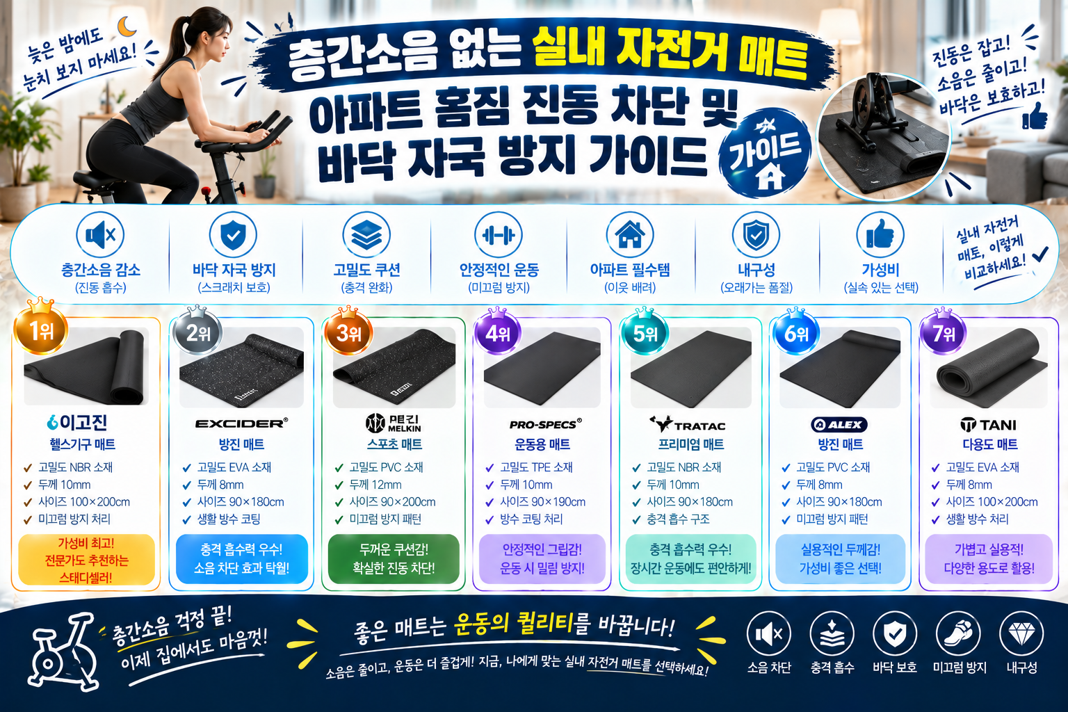 층간소음 방지 매트 실내자전거 아파트